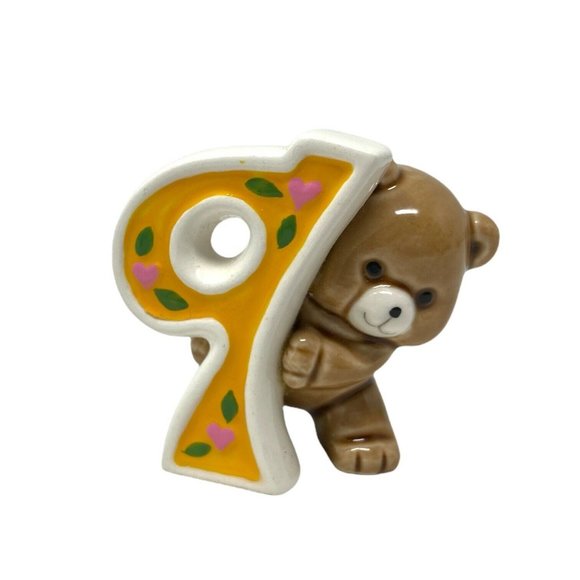 Vintage Norcrest Japan Teddy Bear Birthday Set Cake Topper Porcelain Figurine - Picture 6 of 7